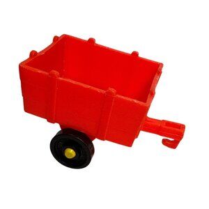 Fisher price Red trailer Plastic Toy With Black Wheels 3.5" Long 915 farm Miniat